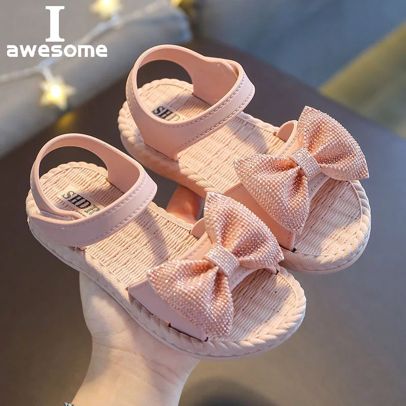 Summer Girl Shoes Butterfly-knot Non-slip Soft Kids Toddler Baby Shoes Korean Children's Girls Princess Open Toe Beach Sandals