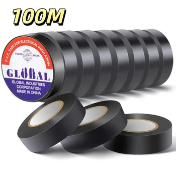 Ruban d'isolation électrique ignifuge noir 10/100M, ruban adhésif fort pour faisceau de câbles pour câblage électrique, ruban étanche