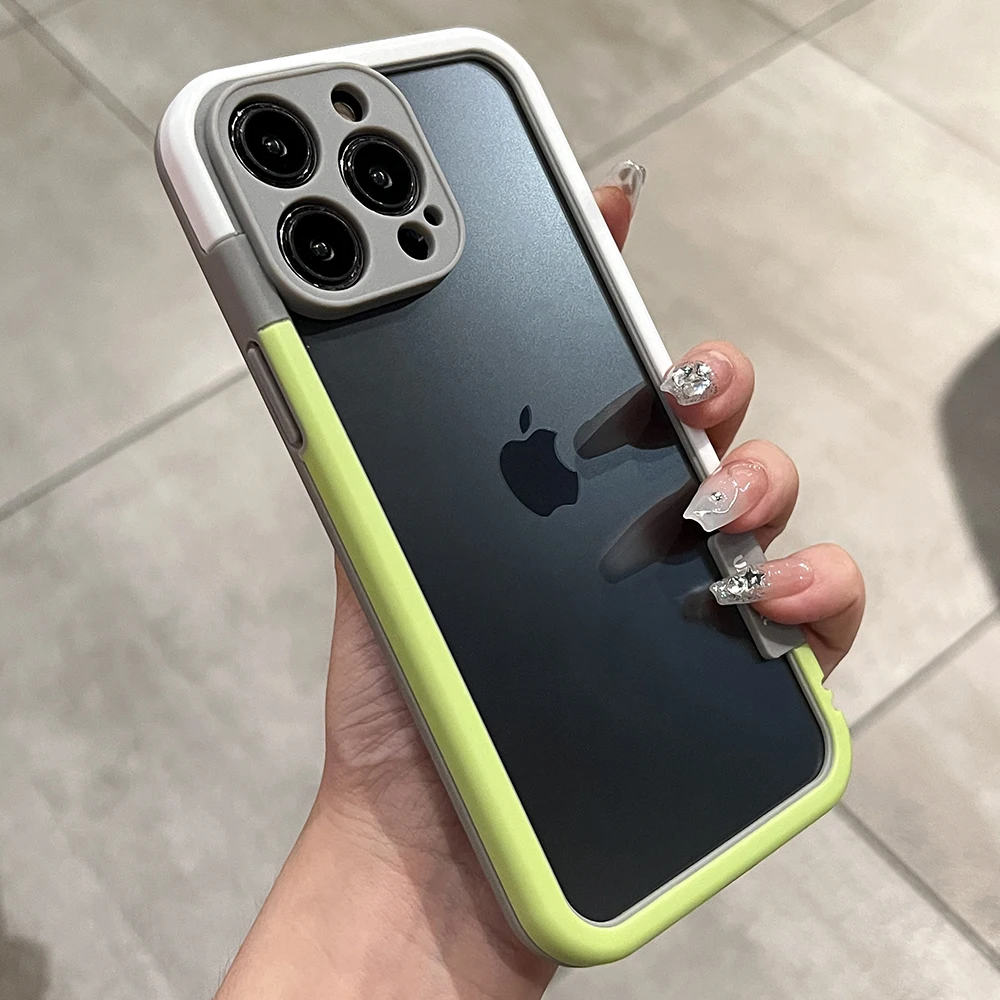 Luxury Liquid Silicone Shockproof Phone Case with Contrast Color Soft Border and Bumper Frame