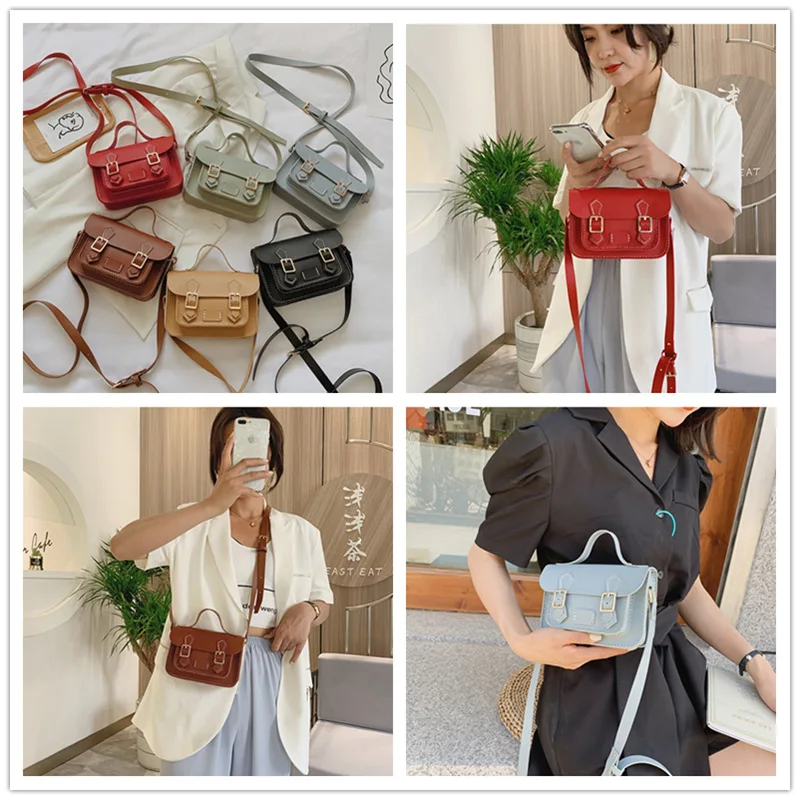Contrast Color Leather Crossbody Bags For Women 2023 Travel Handbag Simple Shoulder Ladies Cross Body Diy Handmade Sewing Bag