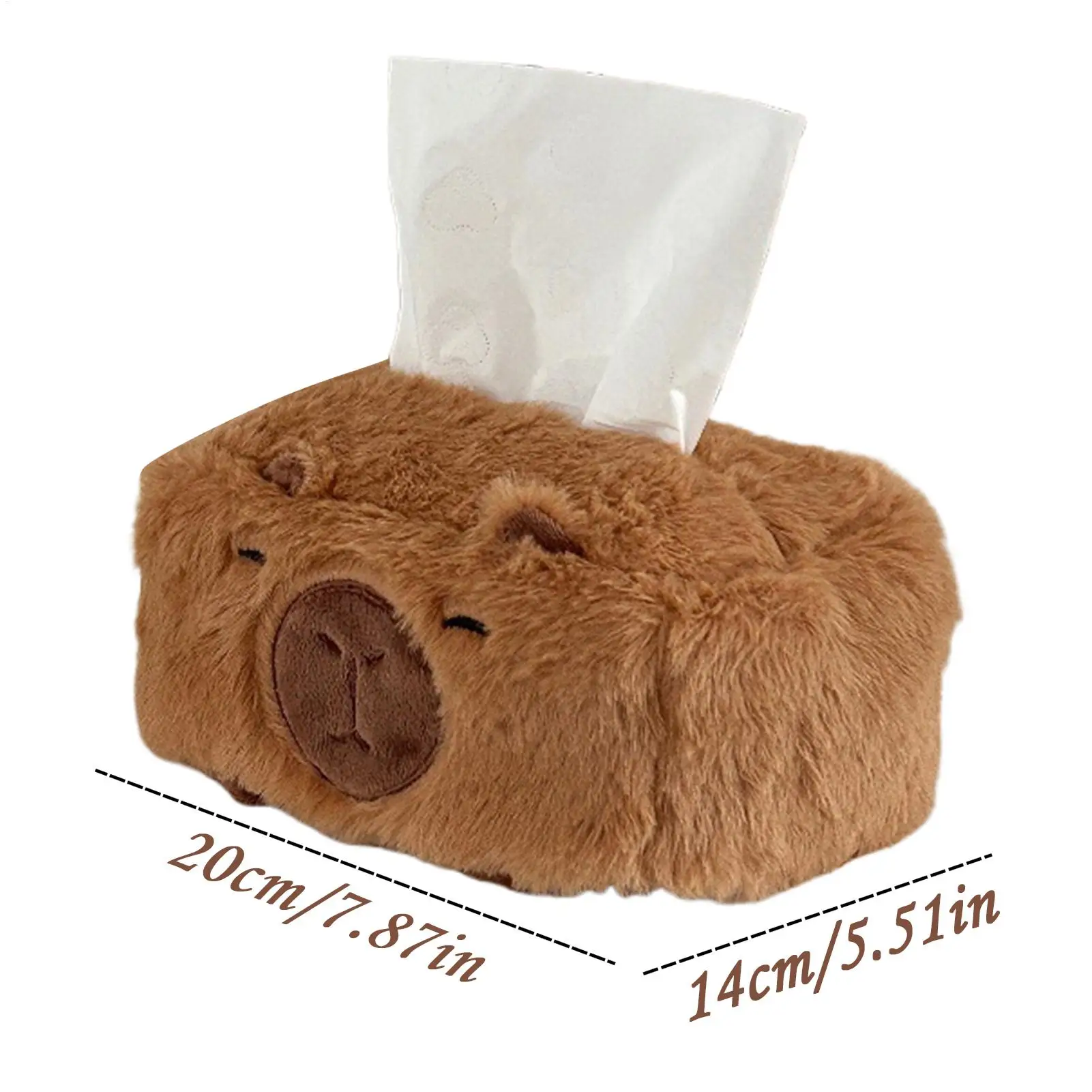 Niedliche Capybara-Plüsch-Taschentuchbox, praktischer Papierhandtuchhalter im Cartoon-Stil, Aufbewahrung für Küche und Zuhause – Detail 5