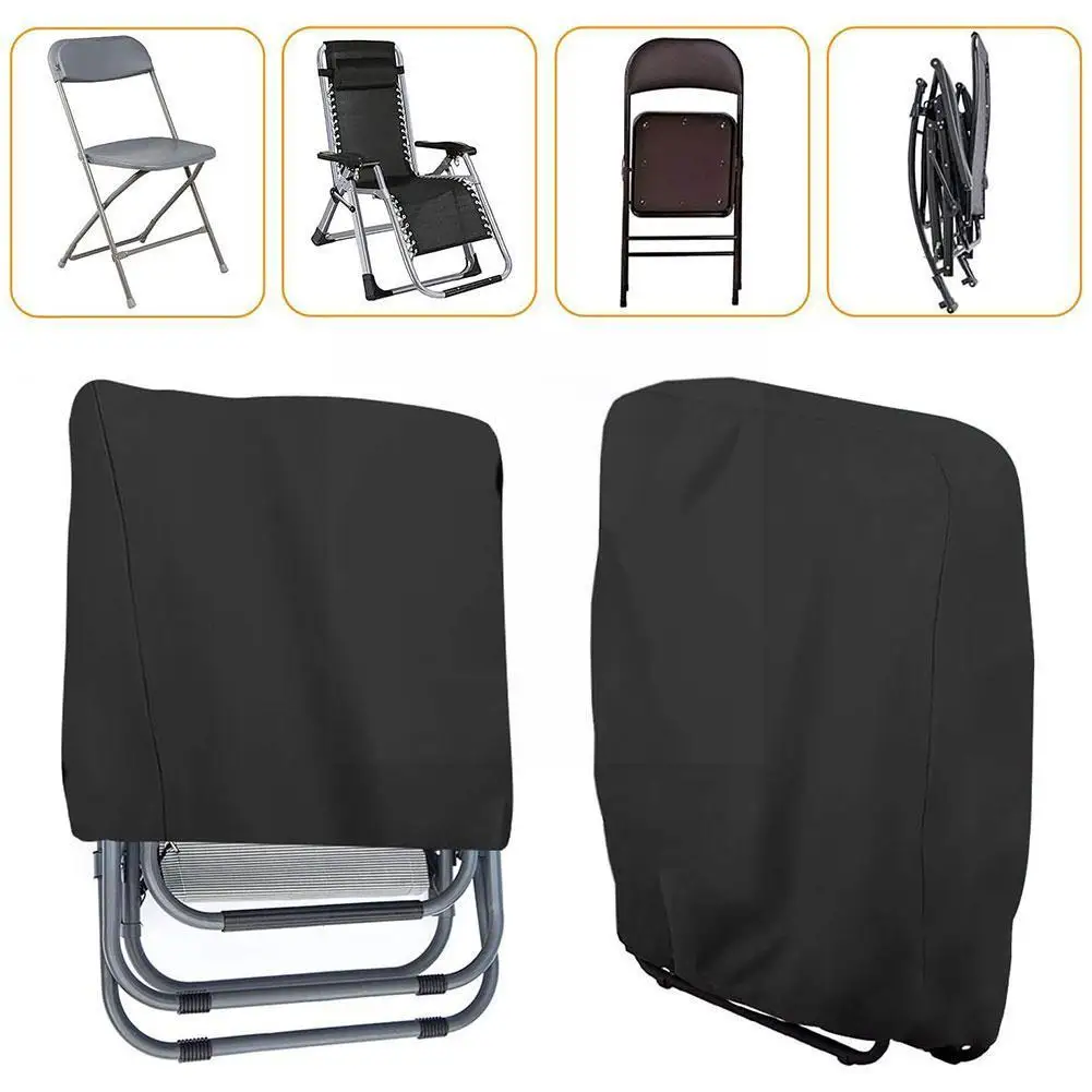 

Folding Chairs Cover 3 Sizes Outdoor Dustproof Sun UV Protection Waterproof Cushion for Reclining Chair Black Furniture Cas A2O6