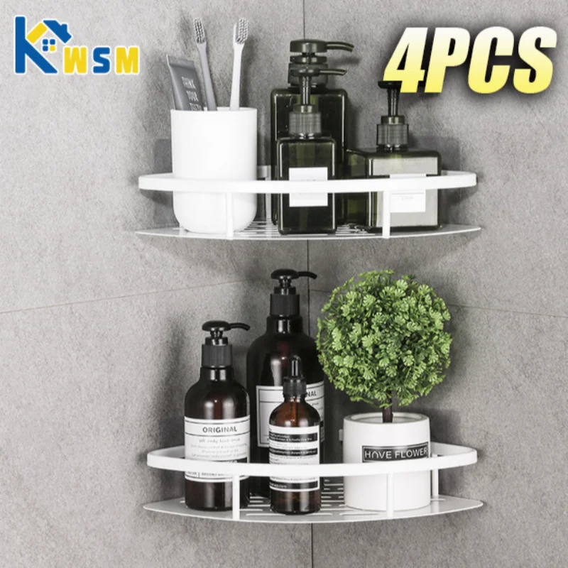 ชั้นวางของในห้องน้ำแบบไม่เจาะชั้นวางเข้ามุมชั้นวางฝักบัวอุปกรณ์ในห้องน้ำที่เก็บเครื่องเทศในห้องครัว 1