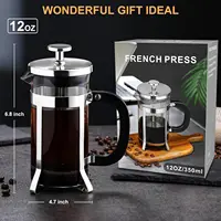 GIANXI Black 350ML Coffee Maker Transparent Glass French Press Stainless Steel With Lid Handle Coffee Pot Coffeeware Teaware 2