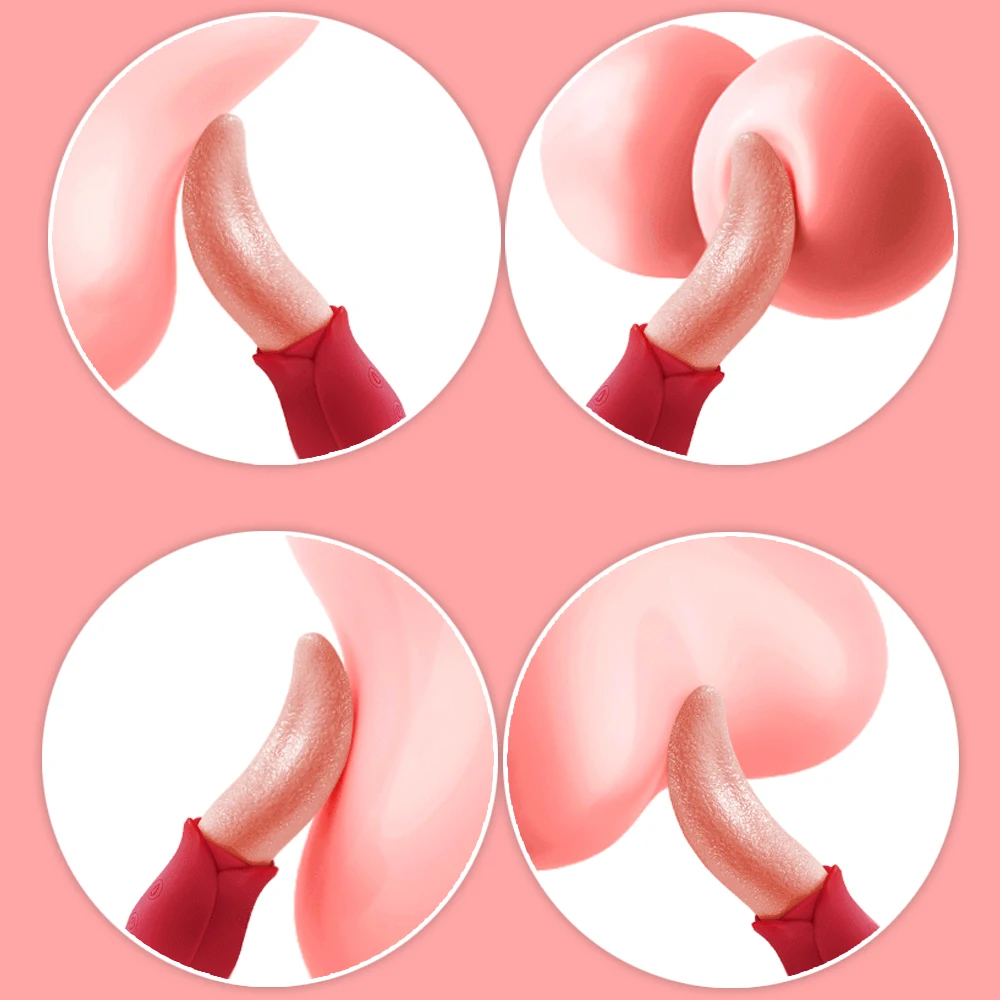 10 Speeds Realistic Licking Tongue Rose Vibrators for Women Nipples Clitoral Stimulation Sex Toys for Adult Female Couples female sex toys clit sucking vibrator clitoris vibrator vibrator sex toy electric sex toys tongue vibrator rose sucking vibrator