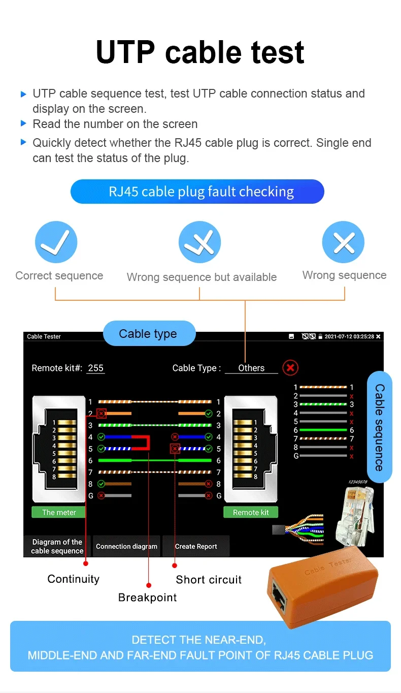 CCTV Camera Tester Network Cable Test Box Original UTP Cable Test Box for CCTV Camera Tester Detect Faulty Point of RJ45 Network Connector