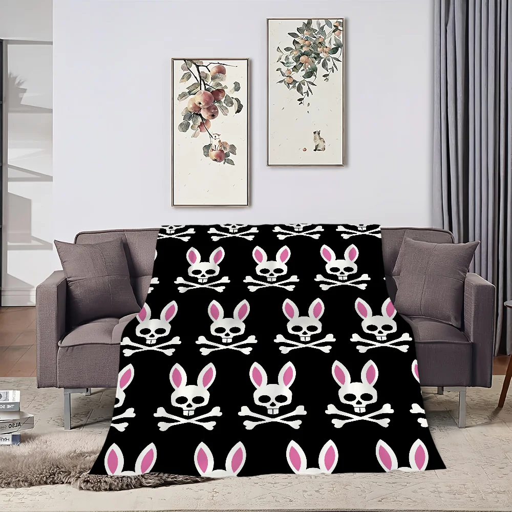 Fashion Cool P-Psycho B-Bunny Blanket Skin friendly comfort warm soft plush blanket suitable sofa living room office bedroom 4