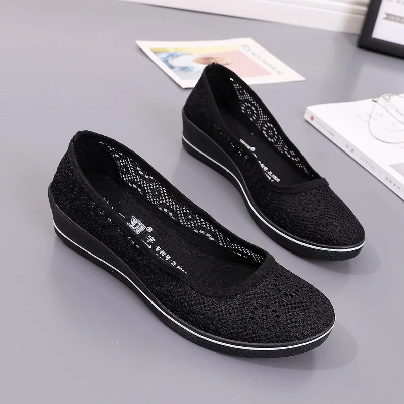 White Lace Hollow Breathable Little White Shoes Flat Mid Wedge Heel Women's Summer Beauty Shoes Size 34-41 White Sneakers Women 4