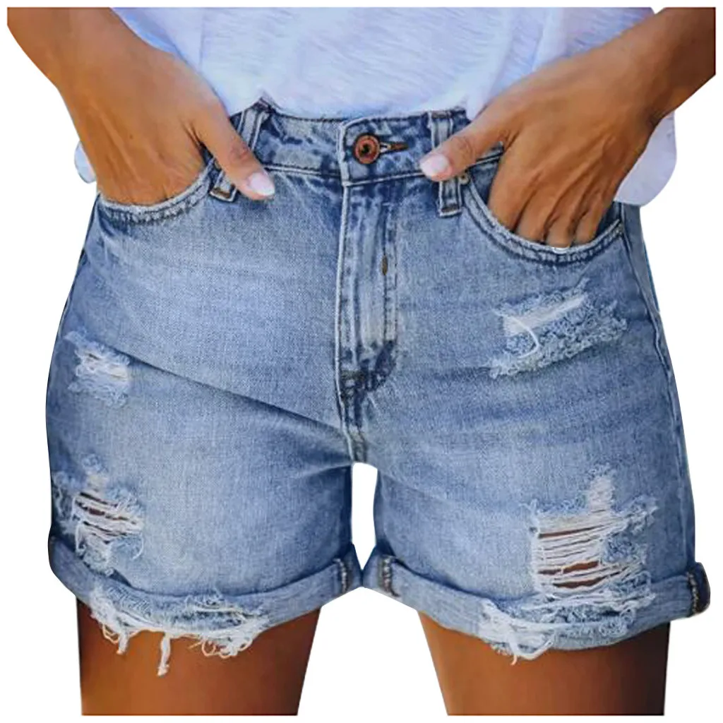 Summer Womens Jeans Shorts Pocket Denim Pants Female Hole Bottom Sexy Casual Shorts Broken Style Denim Jeans Pantalones De Mujer 5