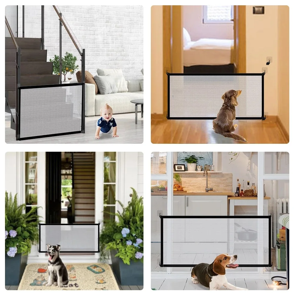 Pet Barrier Fences Portable Folding Breathable Mesh Child Safety Gate Pet Baby Separation Guard Isolated Fence Dog Accessories