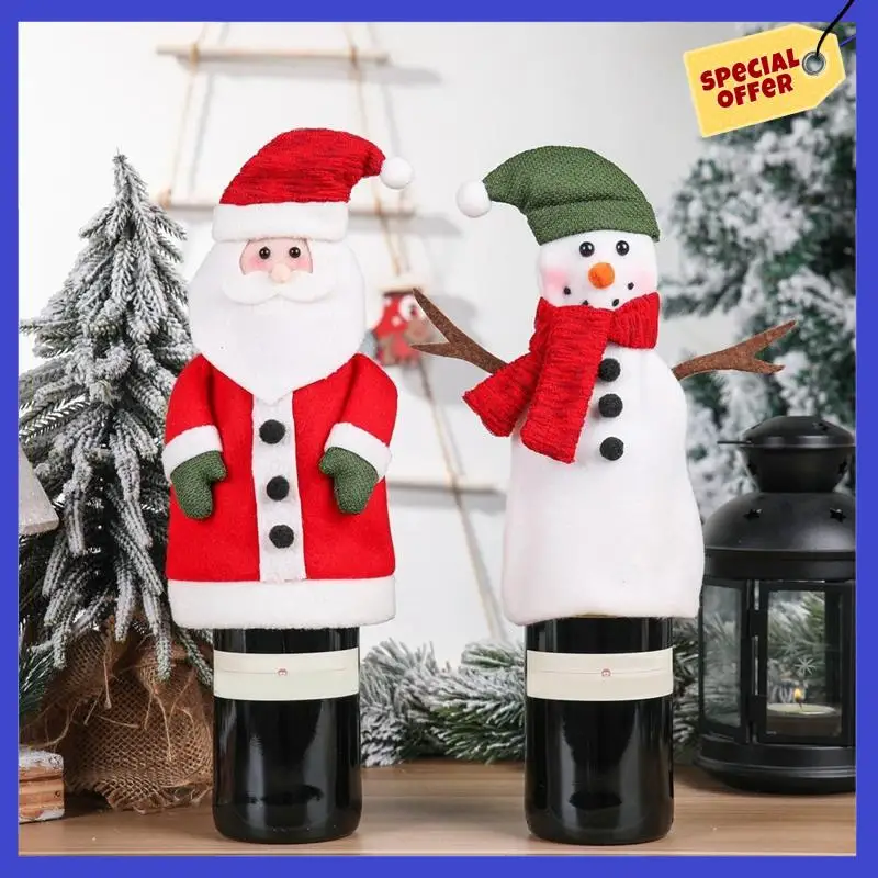 Christmas Wine Bottle Cover Clothing Bottle Dress Santa Wine Bag Wrap For Christmas Holiday Party Table Decor Easy To Use