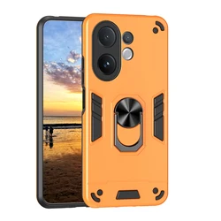 Rugged Shockproof Phone Case with Magnetic Ring Holder and Dual - Layer Protection - VIVO V60 5G V2511 (Orange)