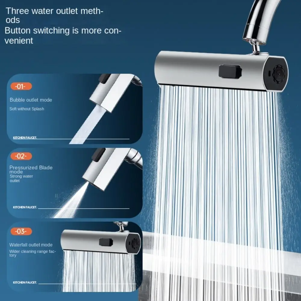 

ABS Waterfall Kitchen Faucet Resistance To Corrosion Multifunction Kitchen Accessories 3 in 1 360° Splash Proof Faucet