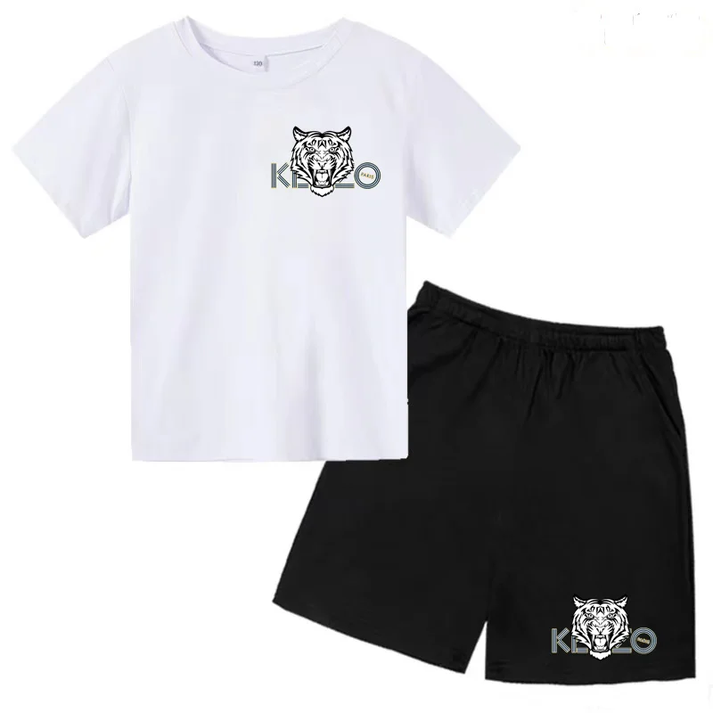 Kids Set Cartoon Print Kids Summer Boys Girls Sports T-shirt Set Casual Short Sleeve Shorts 2-piece 3-13 Years Old