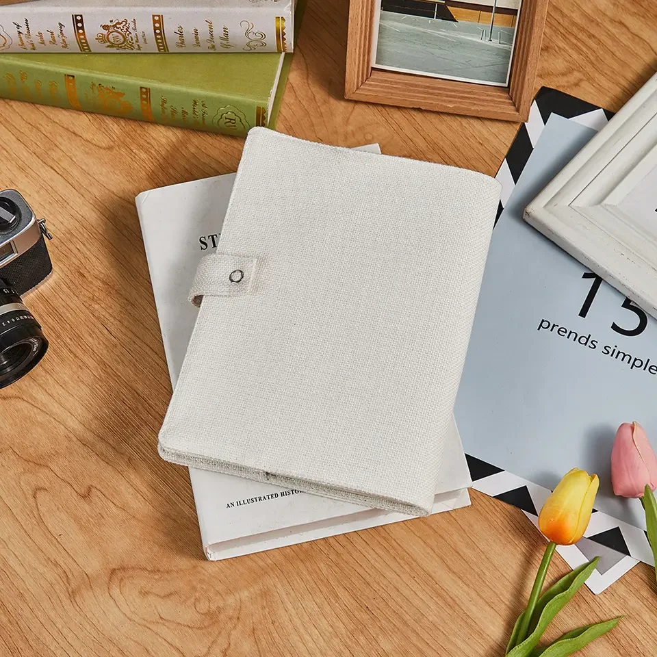 Hardcover Notebook Linen Cotton Hard Cover For Journals A5 Sublimation Blank White Notebook Cover Creative Gift For DIY Photo Printing