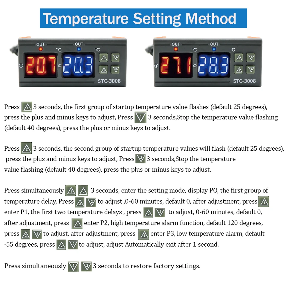 Termostato Digitale STC-1000 Con Sonda – Controllore Temperatura 110-220V Per AC, Generico