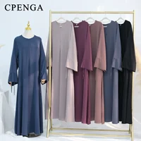 Abaya-Robe de Couleur Unie pour Femme Musulmane, Vêtement d'Église Islamique, Élégant, à la Mode, pour Ramadan Arabe, Dubaï, Turquie, 2025 3