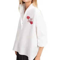 Women Shirt New Summer Elegant Temperament Short Sleeved White Shirt Blouse 100% Cotton Shirts Women's Casual Solid Color Tops - Image 3