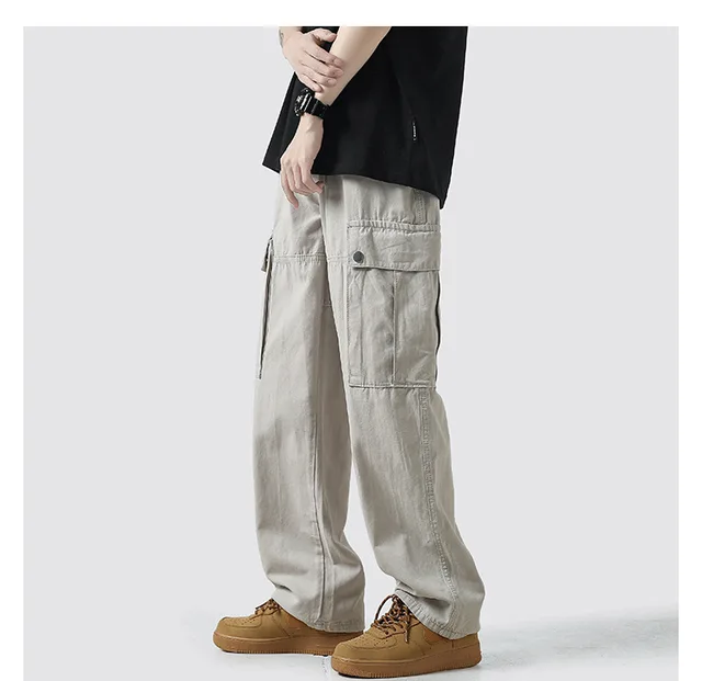 Korean Fashion Men's Vintage Cargo Pants Men Casual Trousers Male