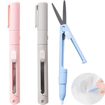 Mini forbici pieghevoli 2 in 1 con coltello per incisione, taglierina per carta, utensili da taglio portatili per ufficio, scuola d'arte, forniture scolastiche