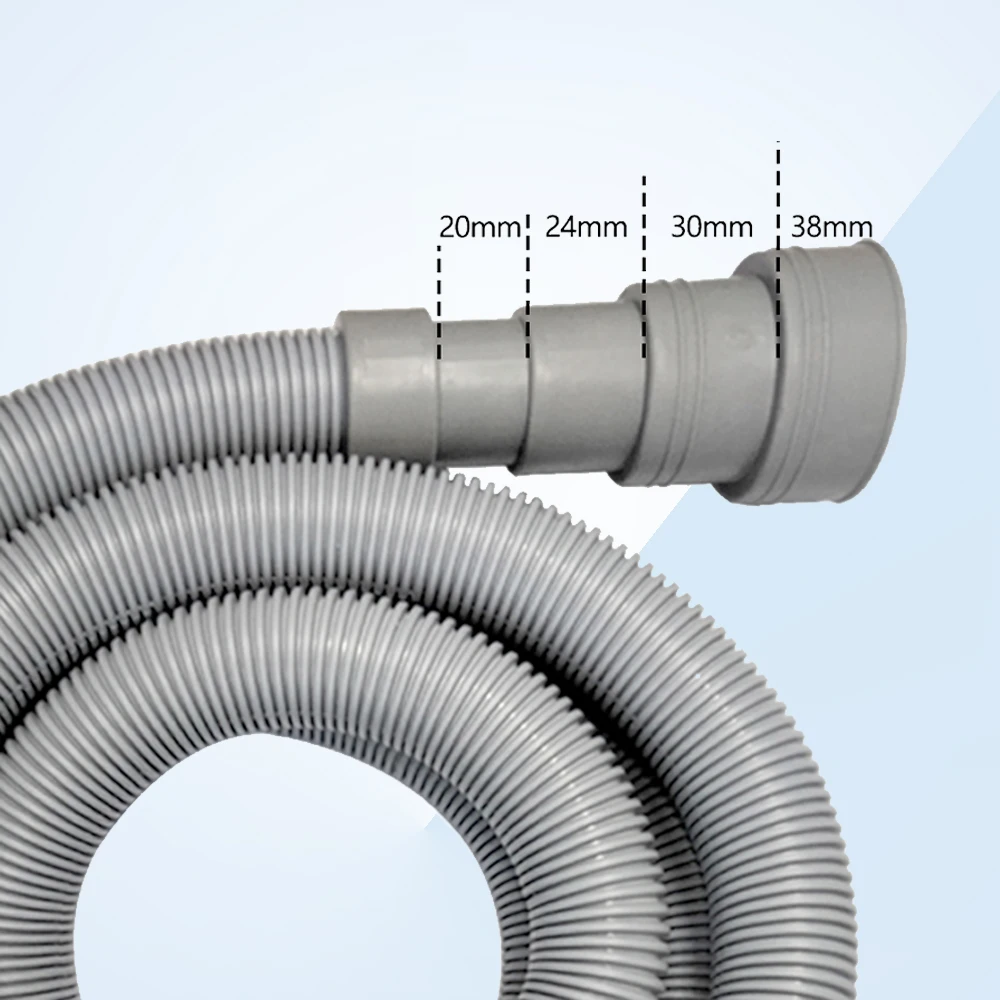 Kit de tubo de desagüe para lavadora y lavavajillas (1 unidad), incluye tubo flexible corrugado, adaptador de extensión y abrazadera._voghion.com