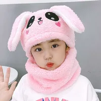 Children Cartoon Scarf Hat Girls Boys Scarf Thicken Cap Double Fleece Warmth Child Adult Parent-child Hat Kids Accessories 6