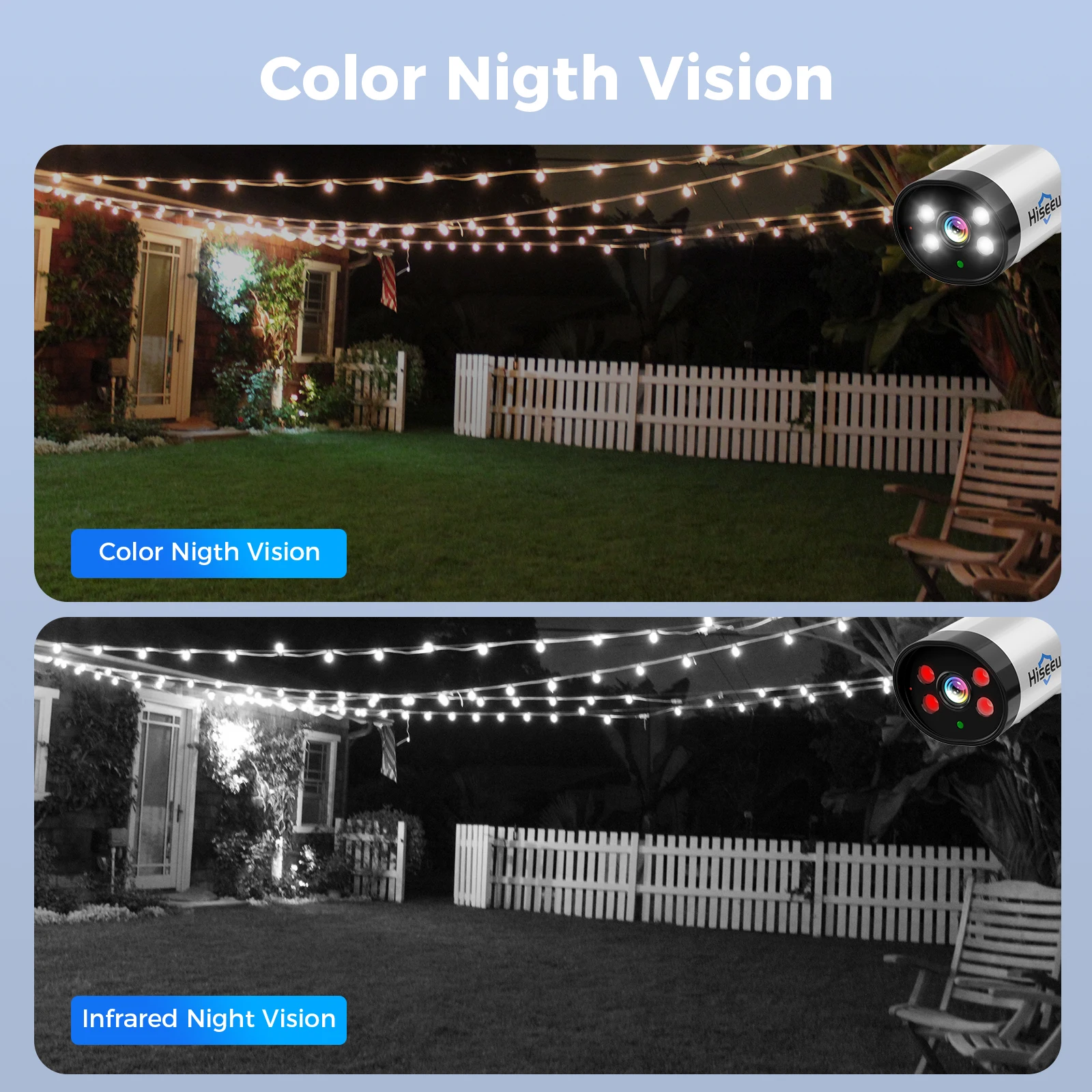 Hiseeu 3MP كاميرا IP لاسلكية في الهواء الطلق مقاوم...