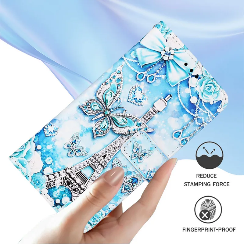 Luxury 3D Embossed Leather Flip Case - Tiger Design