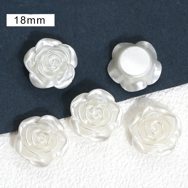 50Pcs/Pack ABS Flower Flatback Phone Stickers Sewing Crafts Pearl Jewelry Flower Decorations Hairclip Charms Needlework Beads