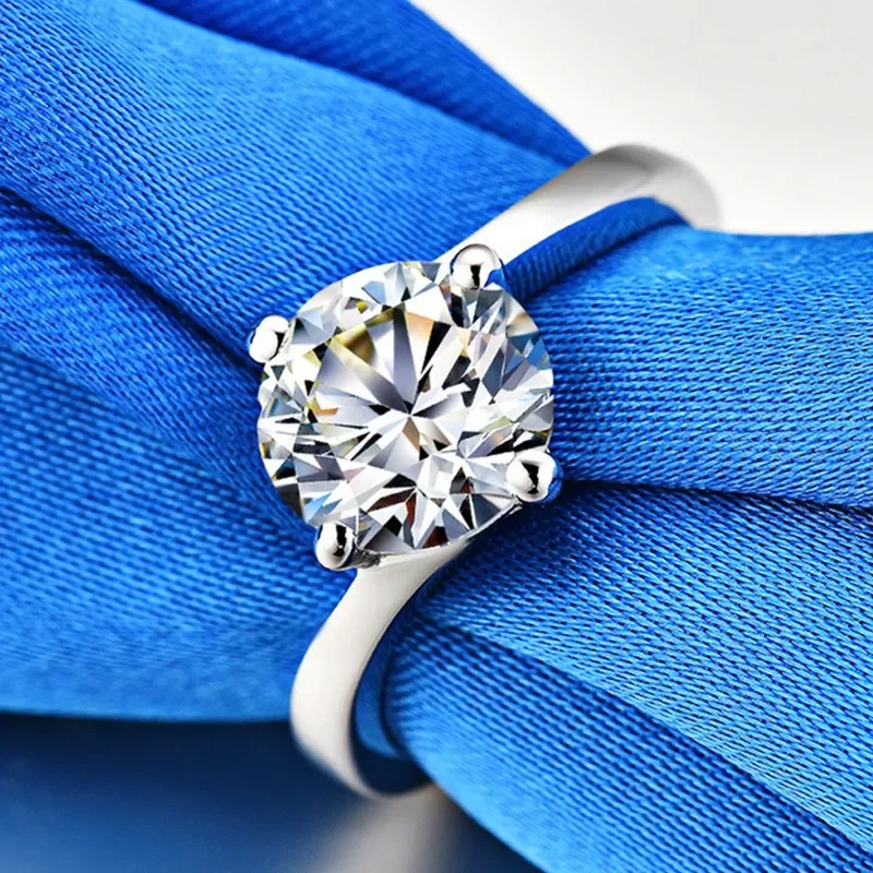 Solid 14K White Gold Au585 Platinum Pt950 Twisted Arm Four Claw Simple Diamond Ring Women Moissan Diamond Ring