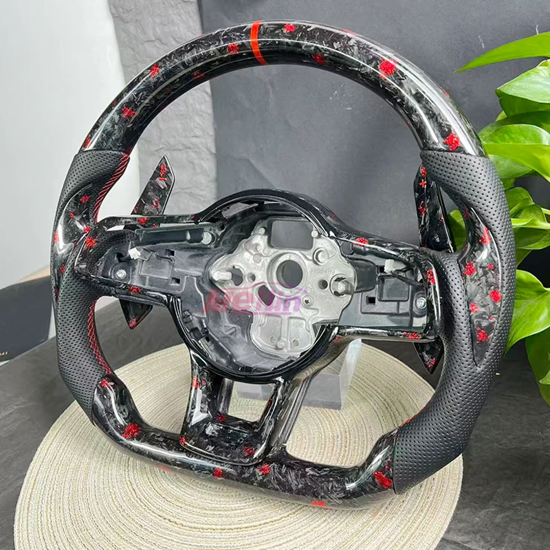 폭스바겐 골프 7 MK7 MK7.5 GTI 시로코 폴로 GTS R 시리즈 레드 단조 스티어링 휠 2014-17 레이싱 휠 자동차용