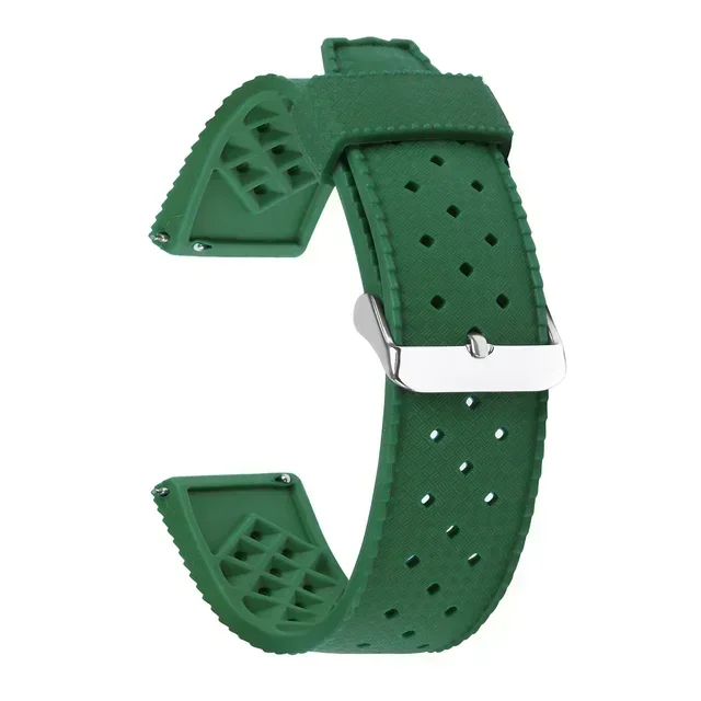 Deluxe Tropic FKM Rubber Diving Watch Strap, Waterproof Black Bracelet