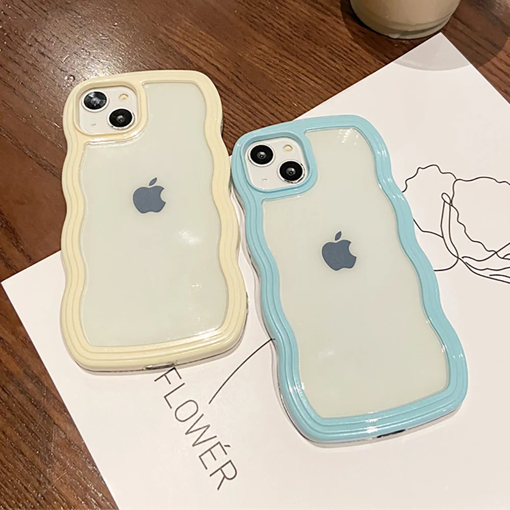 

Silicone Clear Phone Case For iPhone 13 Cases IPhone 11 12 14 13 Pro Max XR 7 8 14 Plus X XS Max Fundas Wavy Shockproof Cover