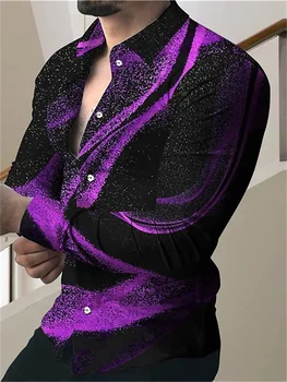 Abbigliamento Uomo Moda Casual Camicia Blu Viola di Alta Qualità Taglie Forti Primavera Estate Festa 2023 Novità Vendita Calda