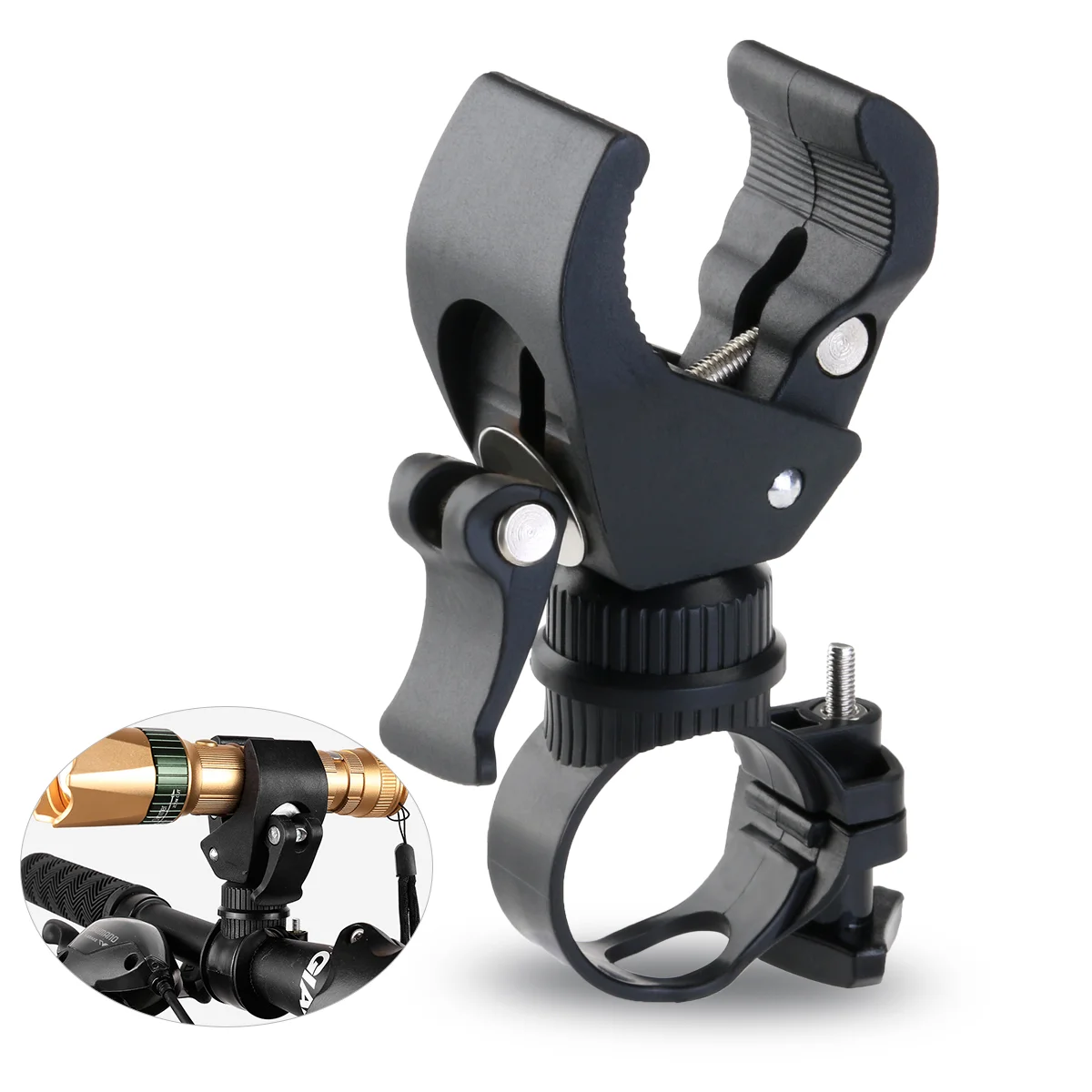 Bike Stand Holder Grip Bracket Flashlight Clamp Handlebar Bicycle LED Torch Mount