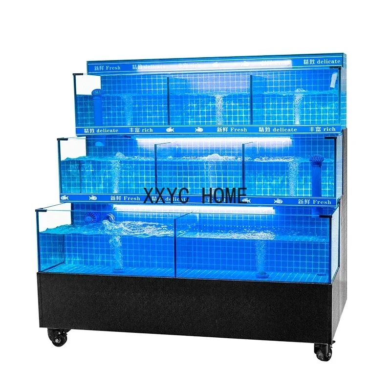 

Seafood Pool Commercial Three-Tier Supermarket Hotel Fish Pond Aquatic Shell Pool Mobile Seafood Fish Tank