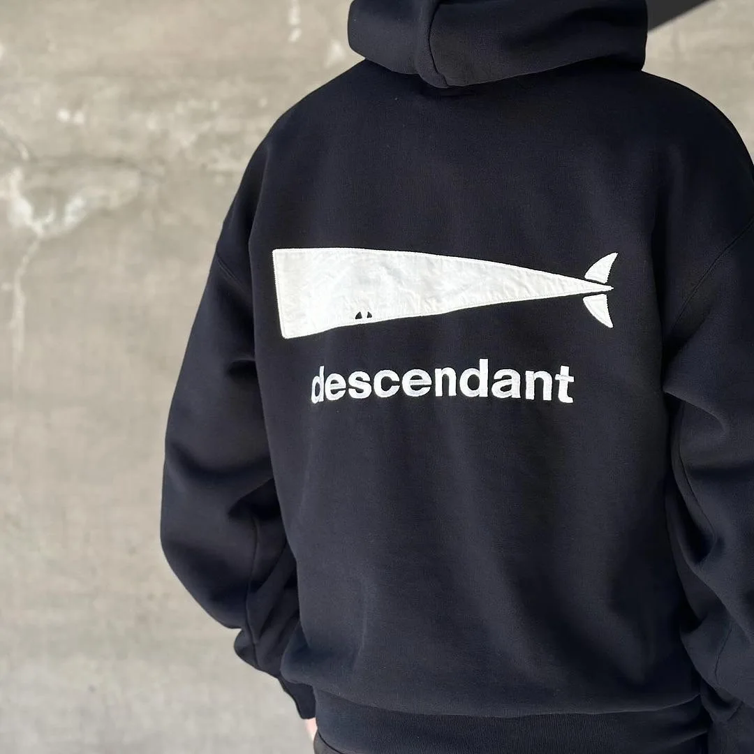 

DENCNDANT DCDT Big Whale Logo Embroidery Hooded Sweatshirt Men's Casual Loose Japanese Couple Hoodie Tide