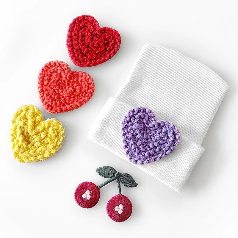 Newborn Baby Girls Woolen Yarn Heart Strawberry Beanie Hats Boys Kids Cotton Hospital Hat Knitted Photography Props Stuff