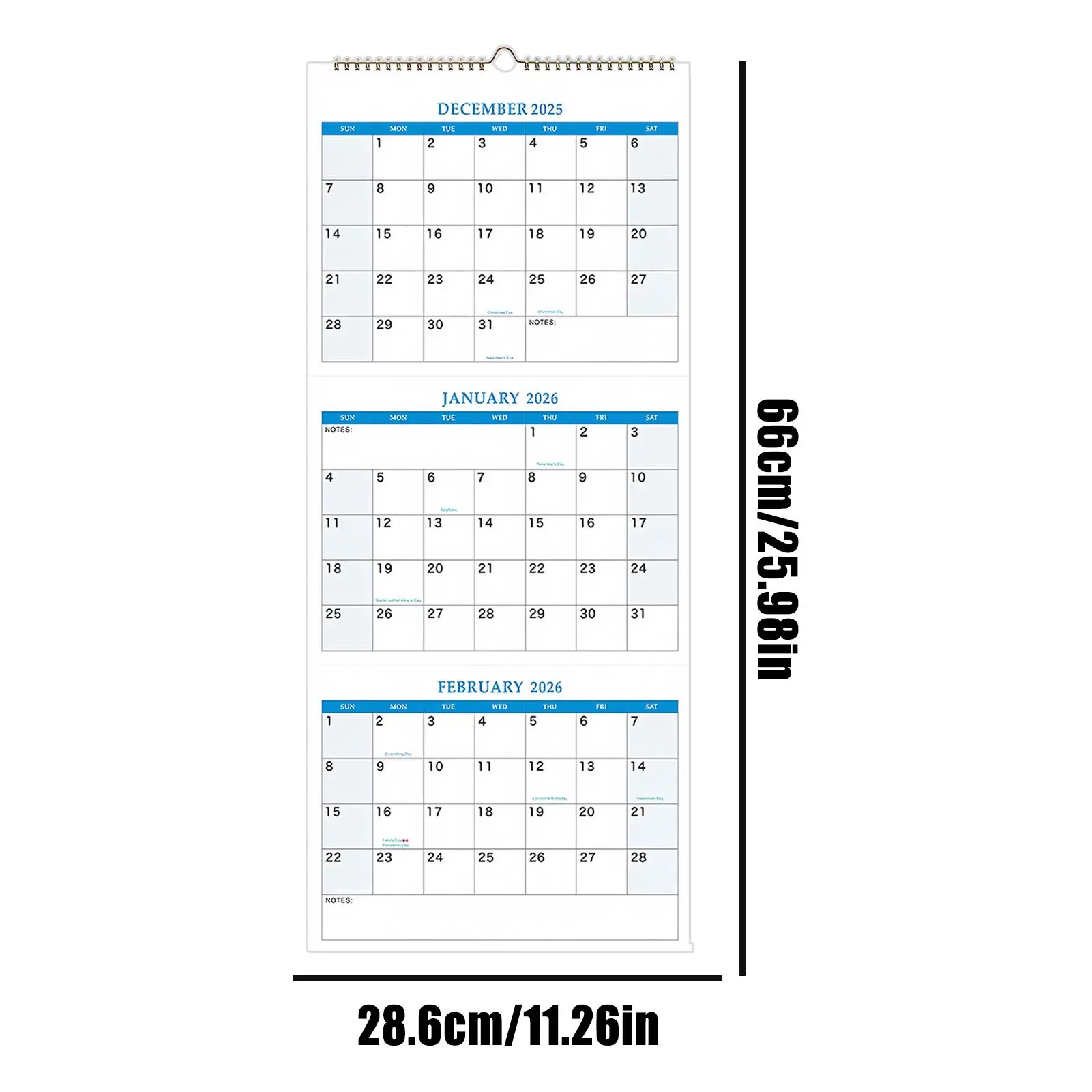 2026 Large Wall Calendar Large Vertical 3 Month Calendar Offices Supplies For Travel Daily Offices Home Refrigerator Workout