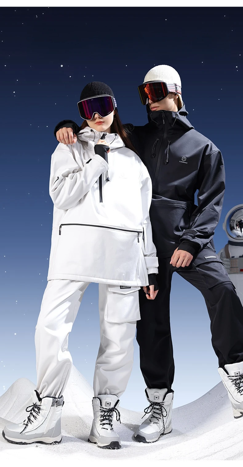 

GORE-TET Ski Suit Set for Men and Women, Double Zipper, Jacket and Pants, Warm, Waterproof, Outdoor, Bike, Camping, Winter, 3L