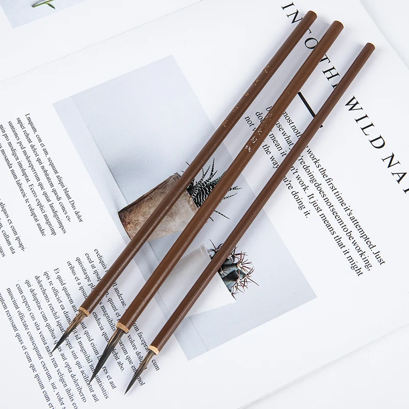 족제비 헤어 후크 라인 미세 페인트 브러시, 캘리그래피 브러시 펜, 아트 문구, 3 개