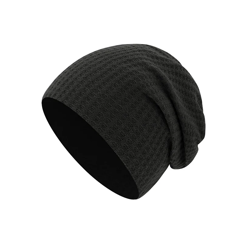 Spring Knitted Waffle Baby Beanie - Double Layer Solid Color Newborn Hat
