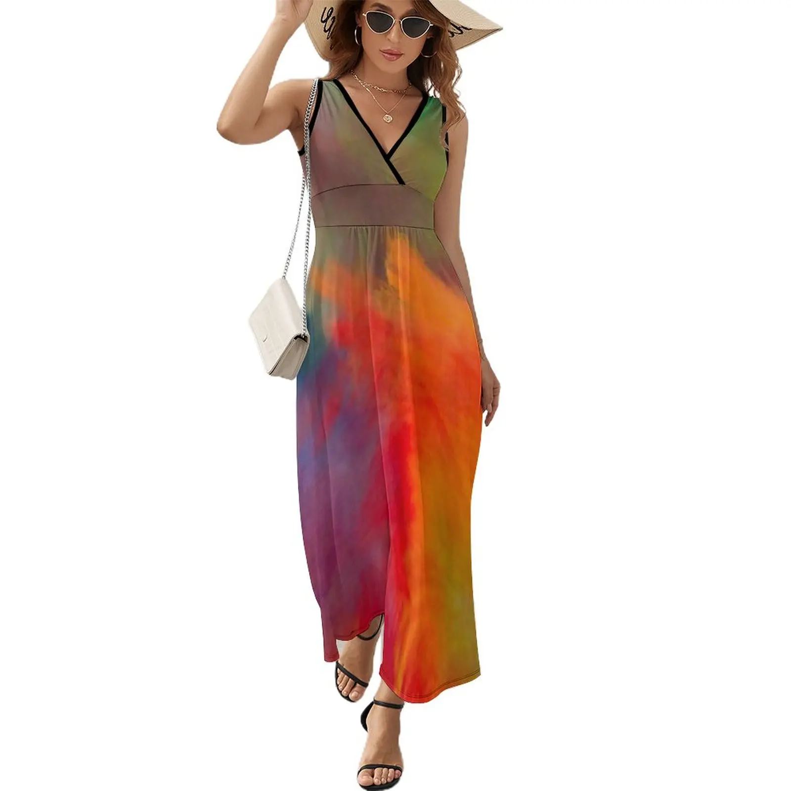 

Abstract Colorful Paint Strokes Sleeveless Dress Sleeveless Dress Prom gown Women's summer long dress Women's long dress