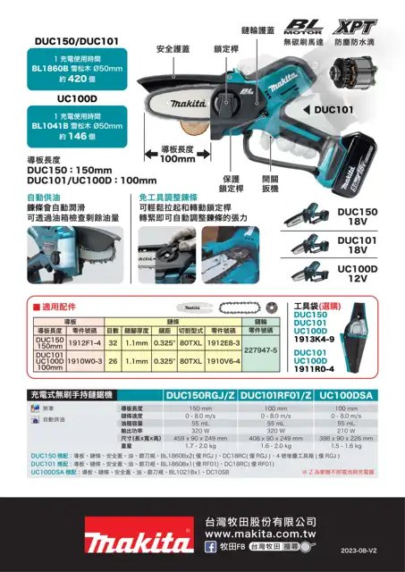 Makita DUC150Z 18V Cordless Brushless 150mm Pruning Saw (Body Only)