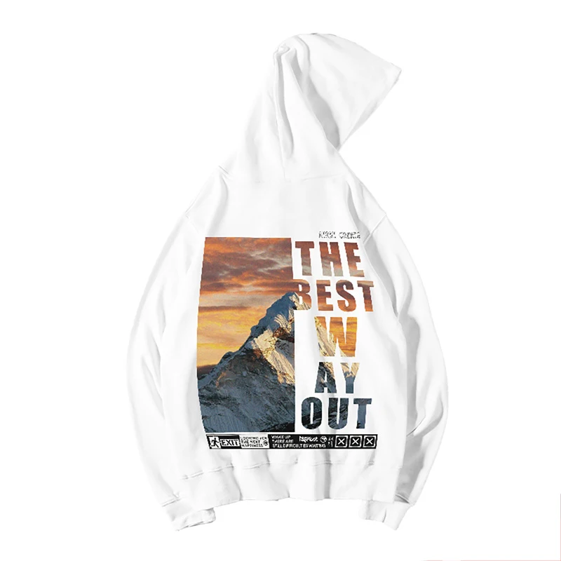 Retro Hip Hop Letter Graphic Printing Fleece Hoodies for Men High Street Loose Casual Hooded Sweatshirts Autumn Male Pullover
