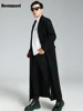 Nerazzurri Autumn Winter Extra Long Soft Black Warm Woolen Coat for Men Loose Casual Korean Fashion 2023 Wool & blends Overcoat 2