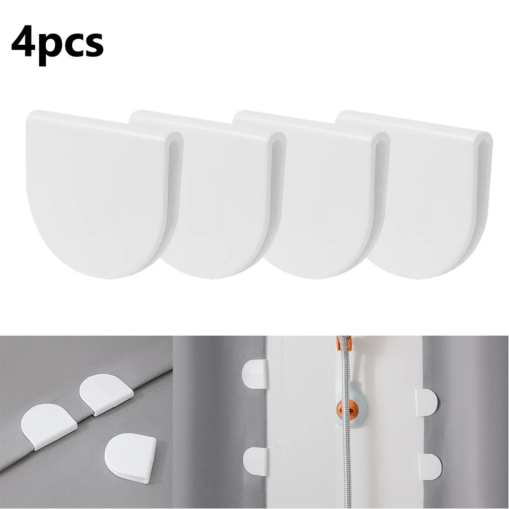 4PCS Shower Curtain Clip Bathroom Shower Curtain Clip Wind-proof Splash-proof Perforated Clips Fixing Clips shower curtain clips