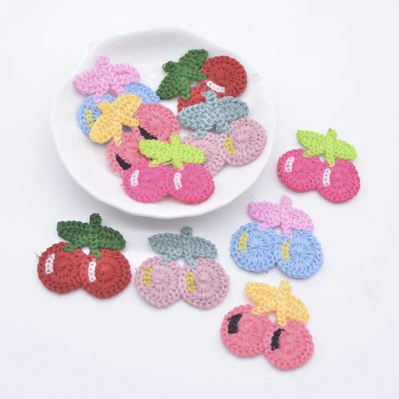 20 Stücke 30*30mm Süße Kirsche Obst Applikation für DIY Kleidung Hut Schuhe Nähen Patches Kopfbedeckung Haarspangen Dekor Zubehör