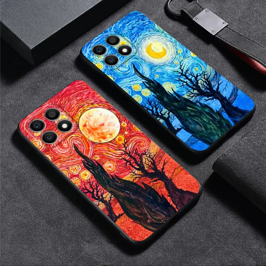 Van Gogh Starry Night Black Soft Phone Case Cover