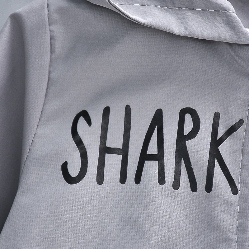 Boys' Spring and Autumn Coat Children's Cartoon Shark Jacket Boys' Hooded Long Sleeve Clothing